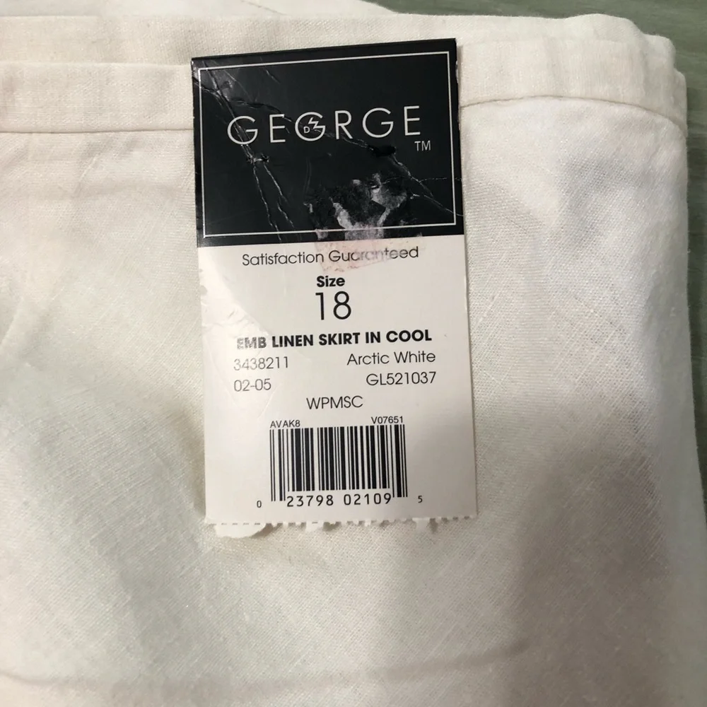 Vintage NWT George linen rayon 90s Y2K floral embroidered skirt New size‎ 18